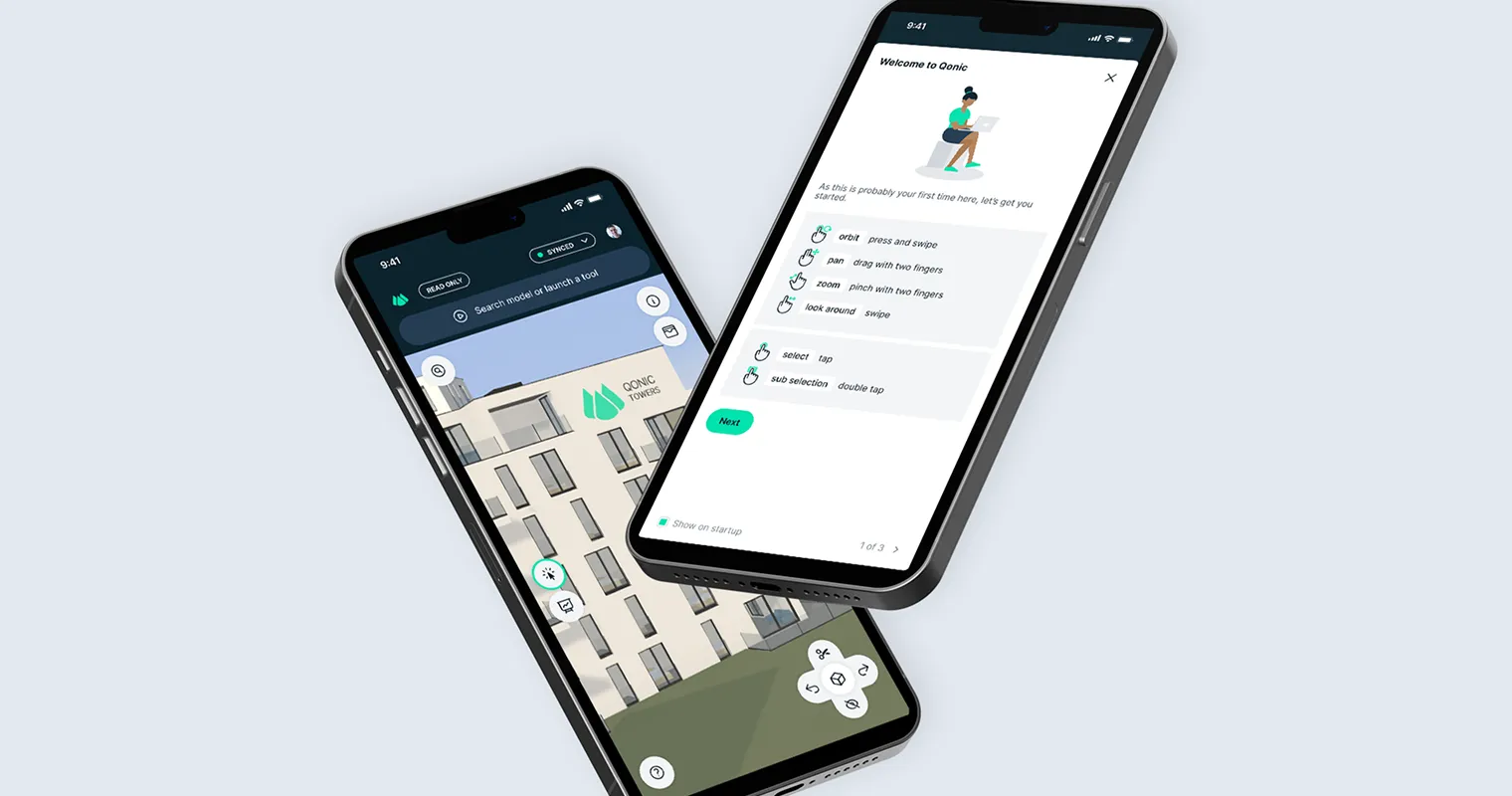 The Qonic app displayed on mobile devices